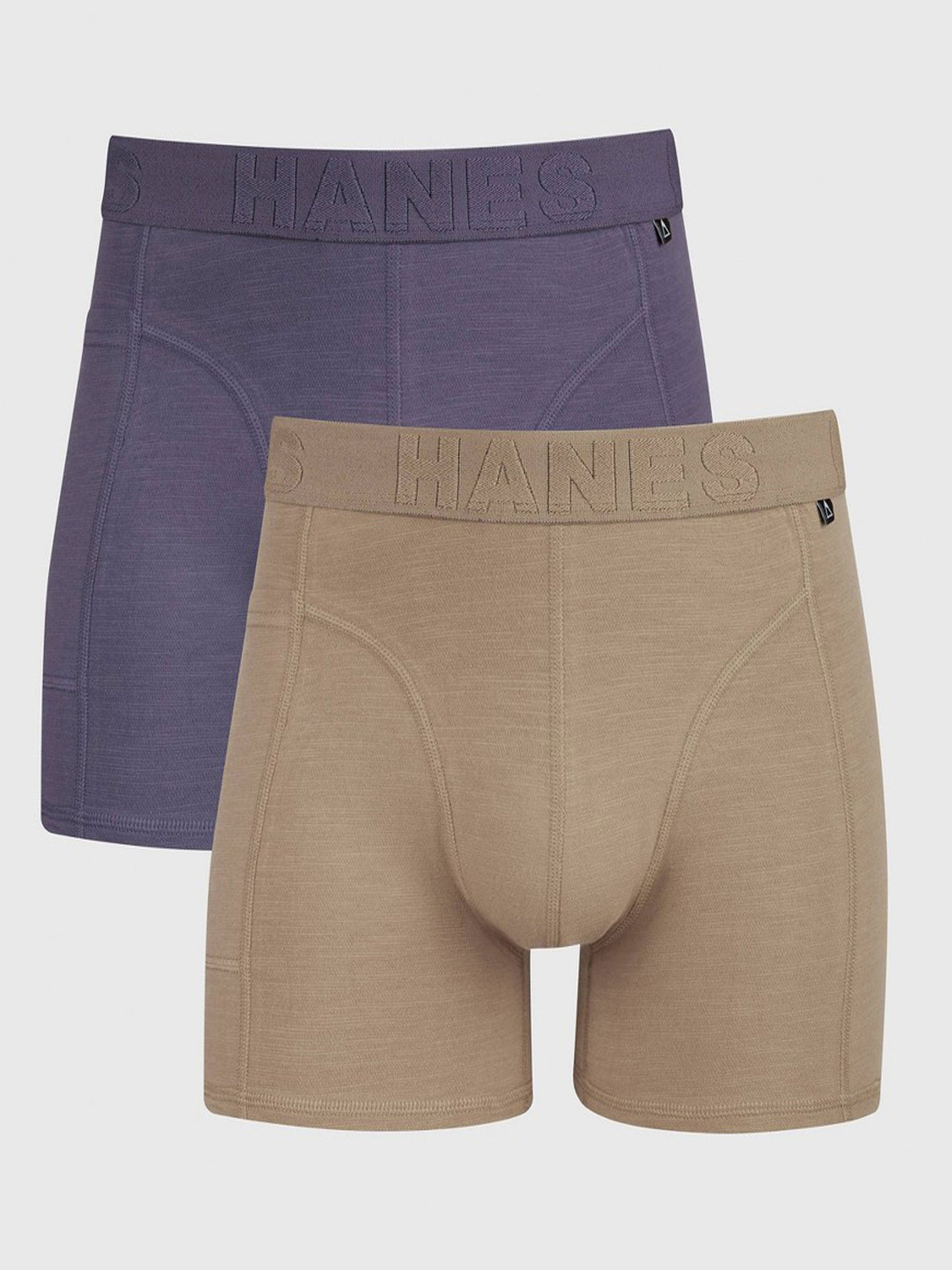 Men's 2 Pcs Plain Boxers Set,Beige/Purple