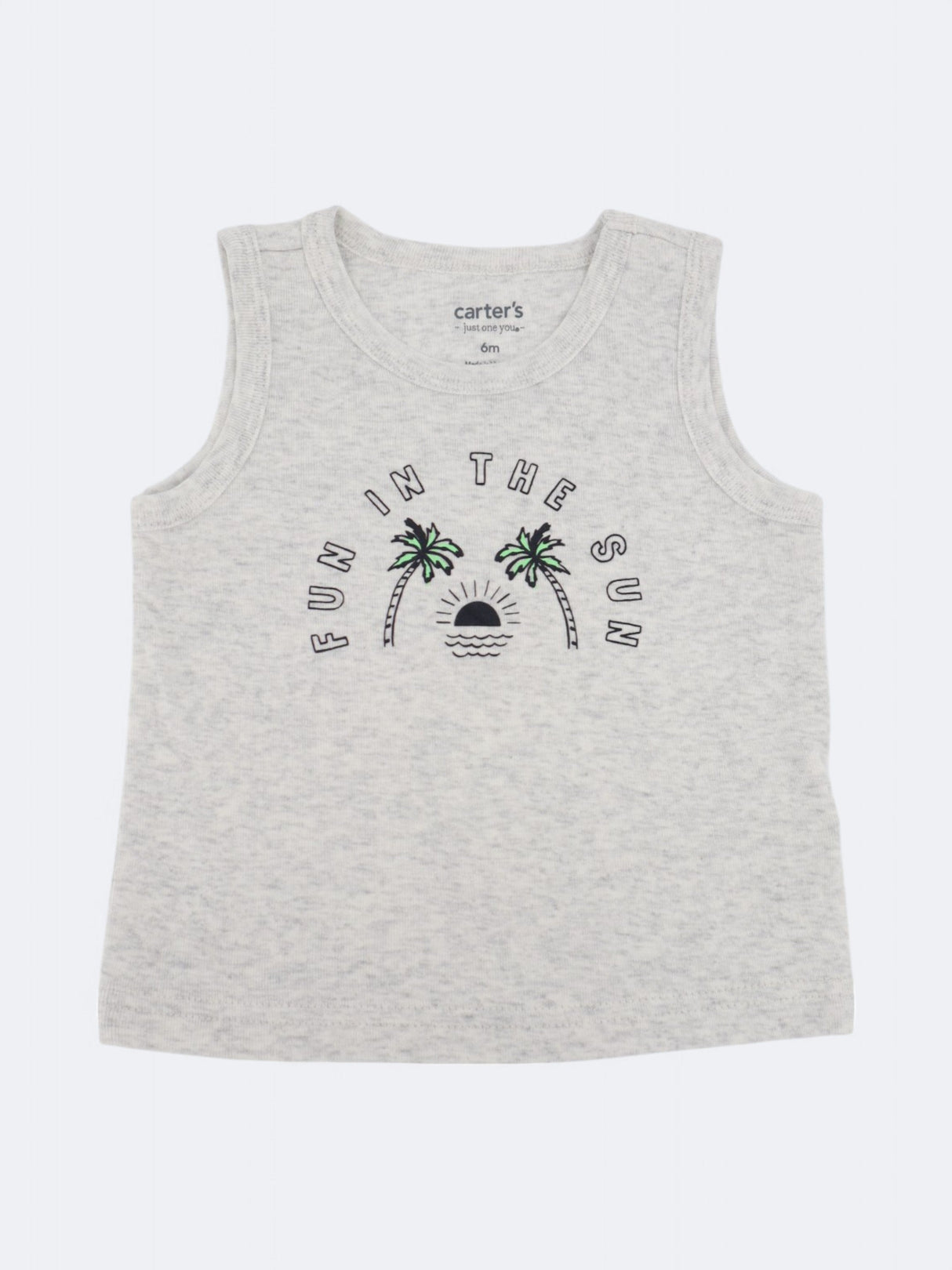 Kids Boy's Graphic Printed Tan Top,Light Grey