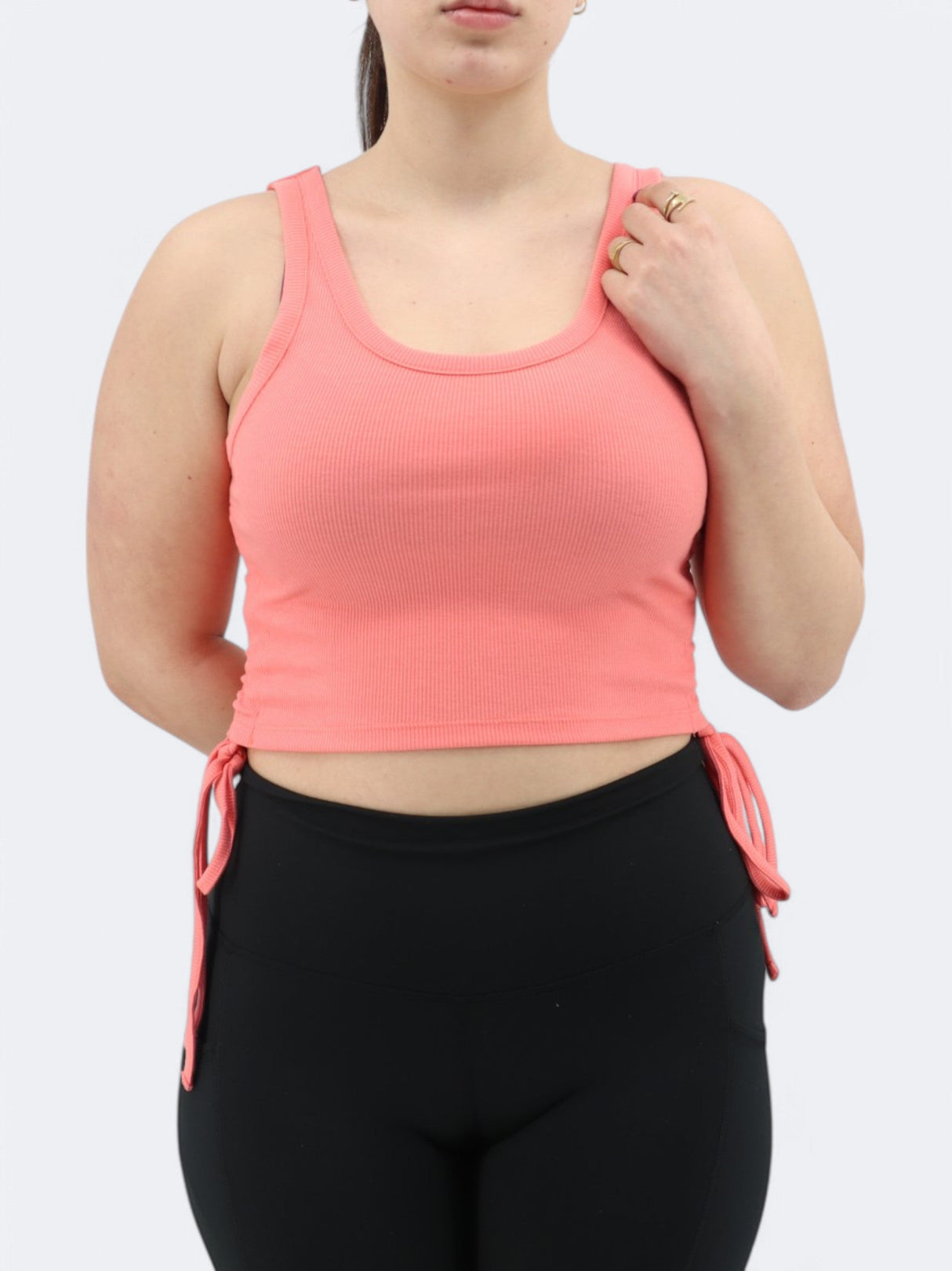 Women's Ribbed Sports Cropped Top,Peach