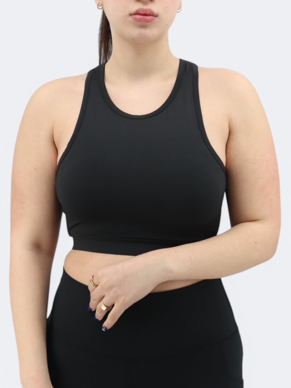 Women's Plain Sports Cropped Top,Black