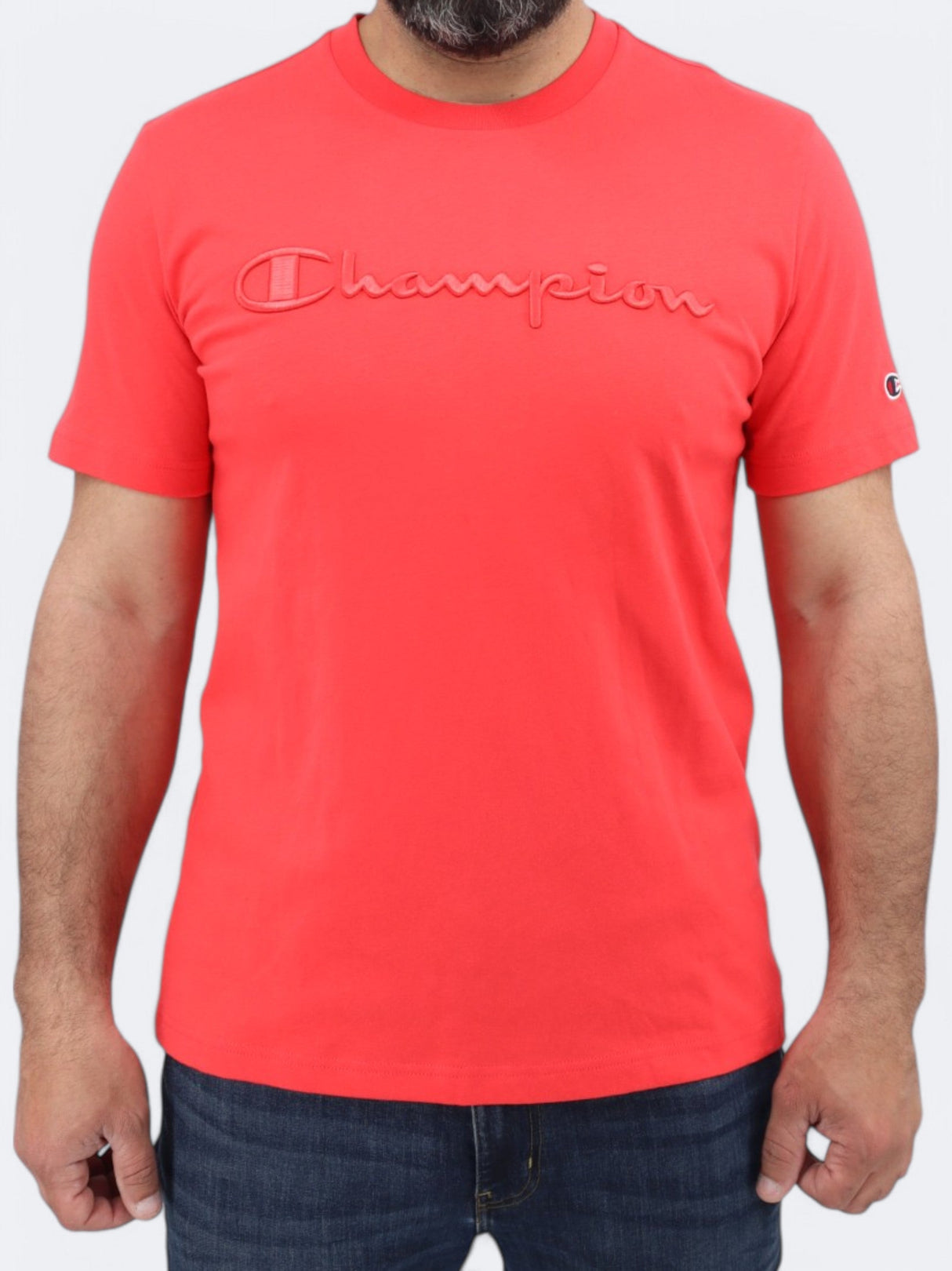 Men's Brand Logo Embroidered T-Shirt,Red