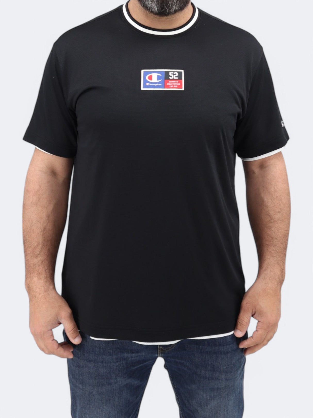 Men's Brand Logo Patched T-Shirt,Black