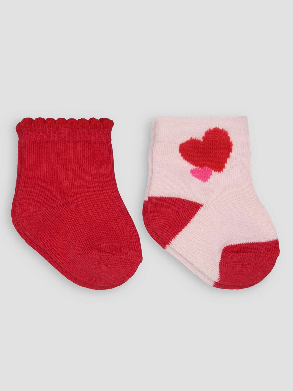 Kids Girl's 2 Pairs Socks Set,Red/Light Pink