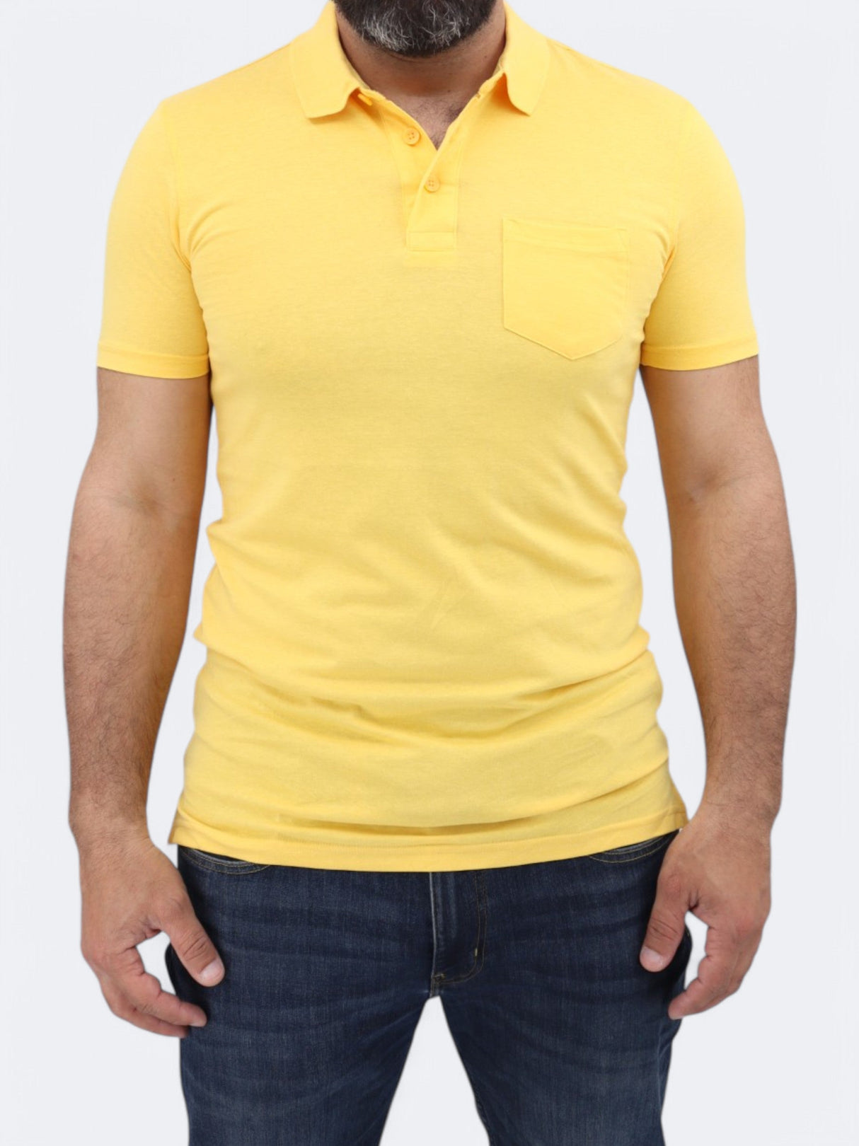 Men's Plain Side Pocket Polo T-Shirt,Yellow