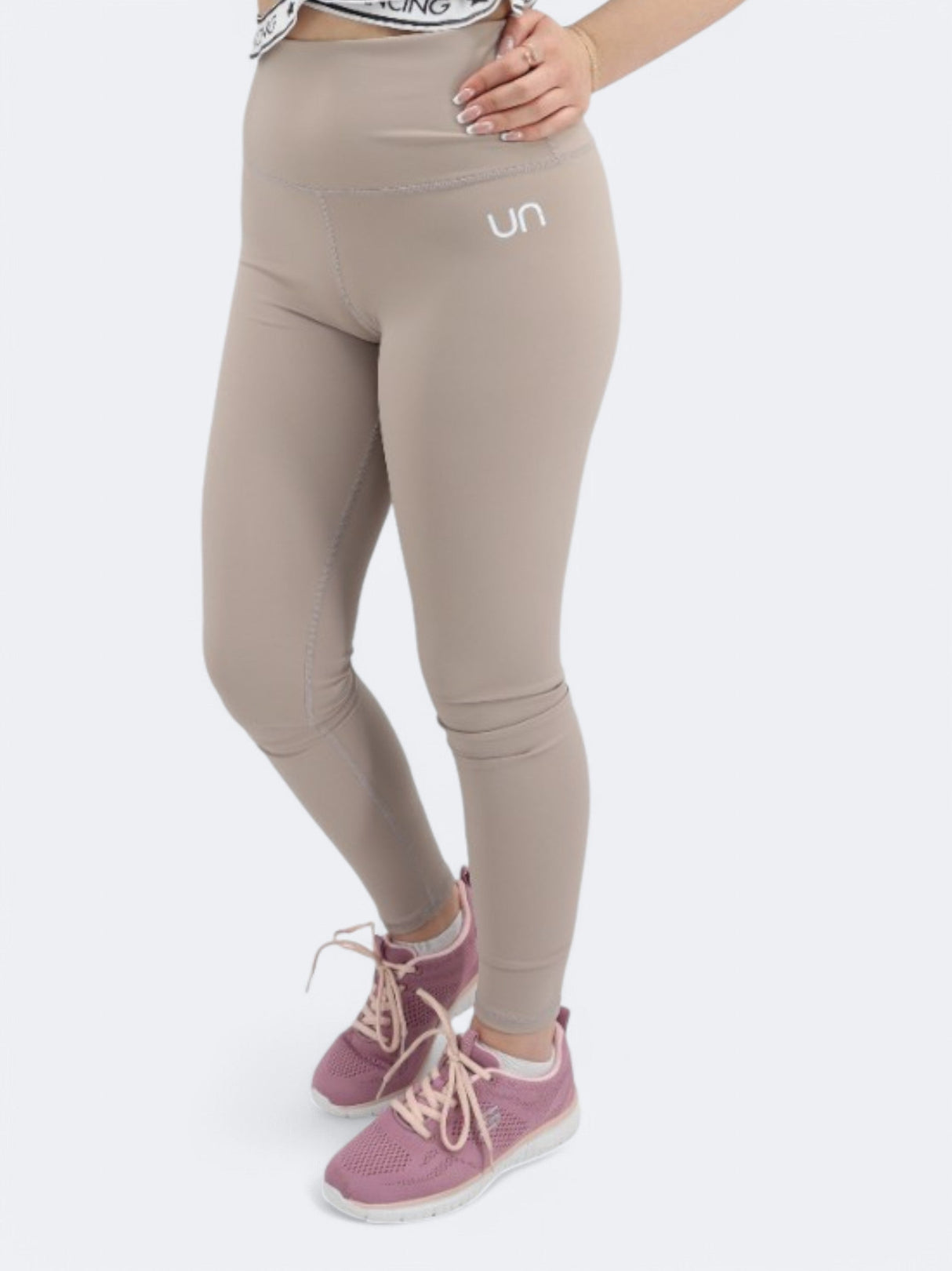 Women's Brand Logo Printed Leggings,Beige