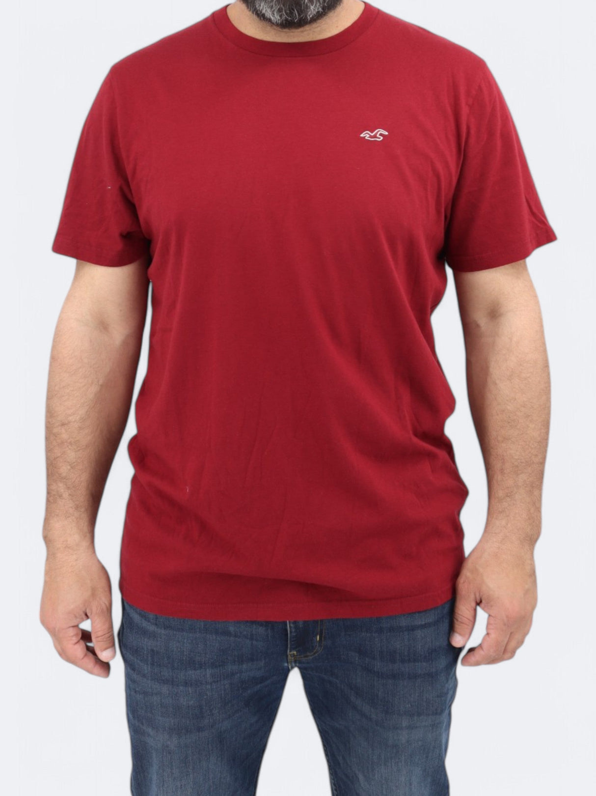 Men's Brand Logo Embroidered T-Shirt,Burgundy