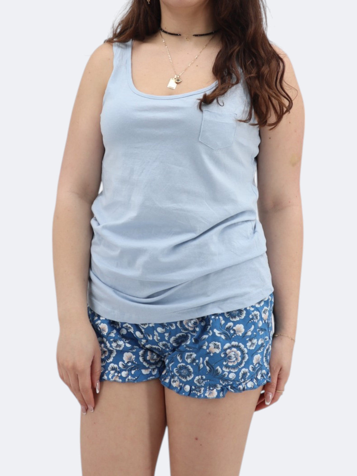 Women's 2 Pcs Printed Pajamas Set,Blue