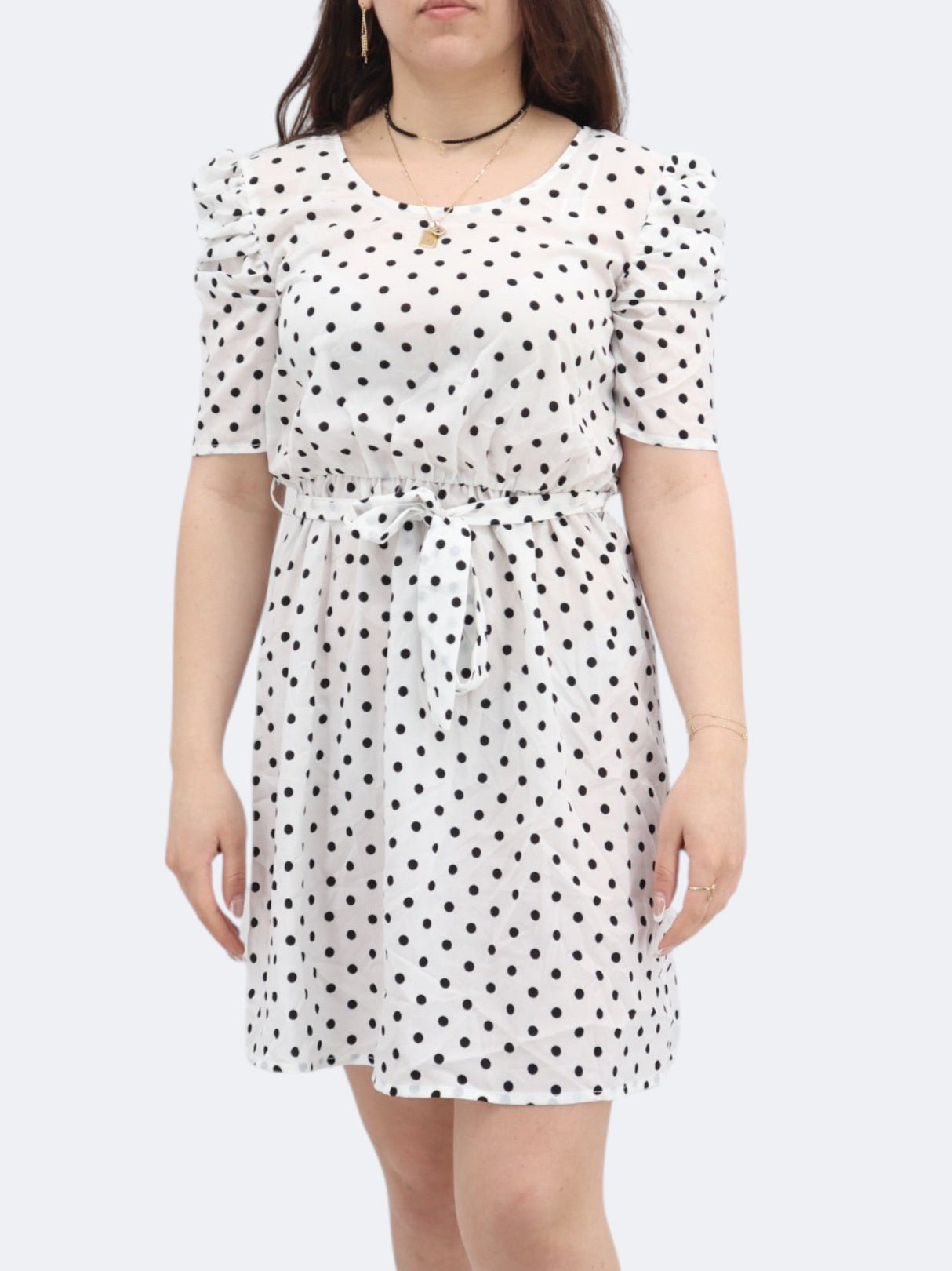 Women's Polka Dots Dress,White