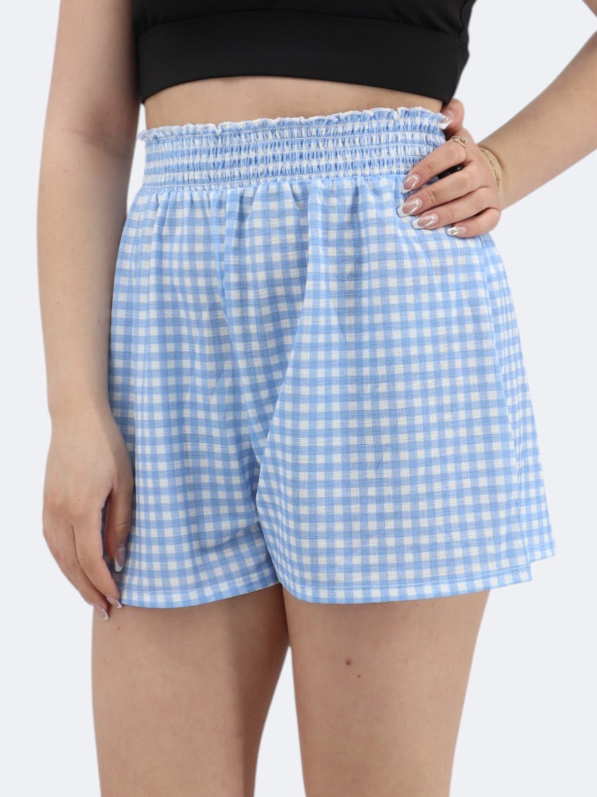 Women's Plaid Shorts,Blue