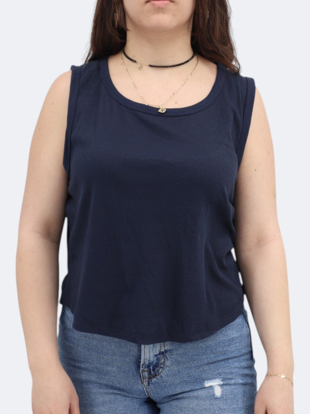 Women's Ribbed Tank Top,Navy
