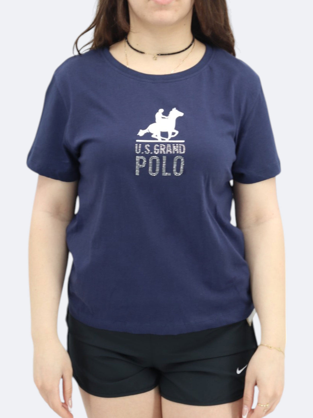 Women's Embellished T-Shirt,Navy