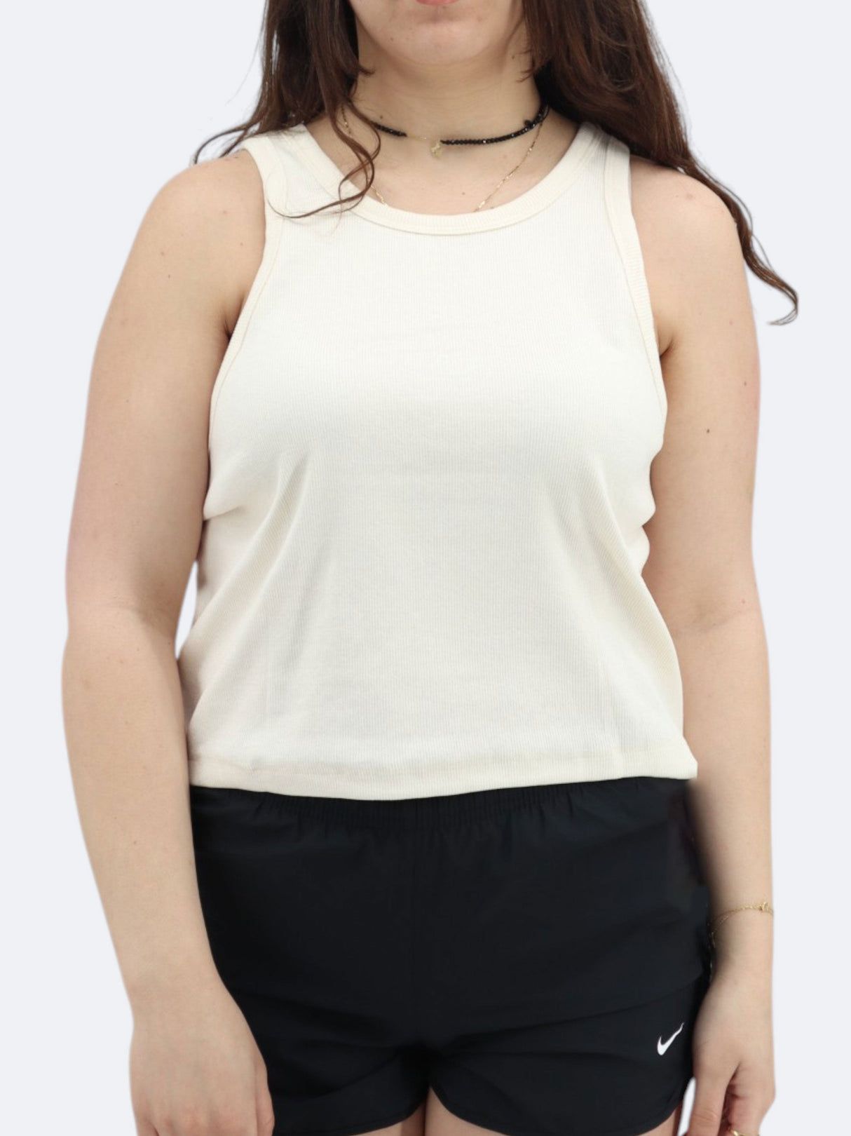 Women's Ribbed Tank Top,Light Beige