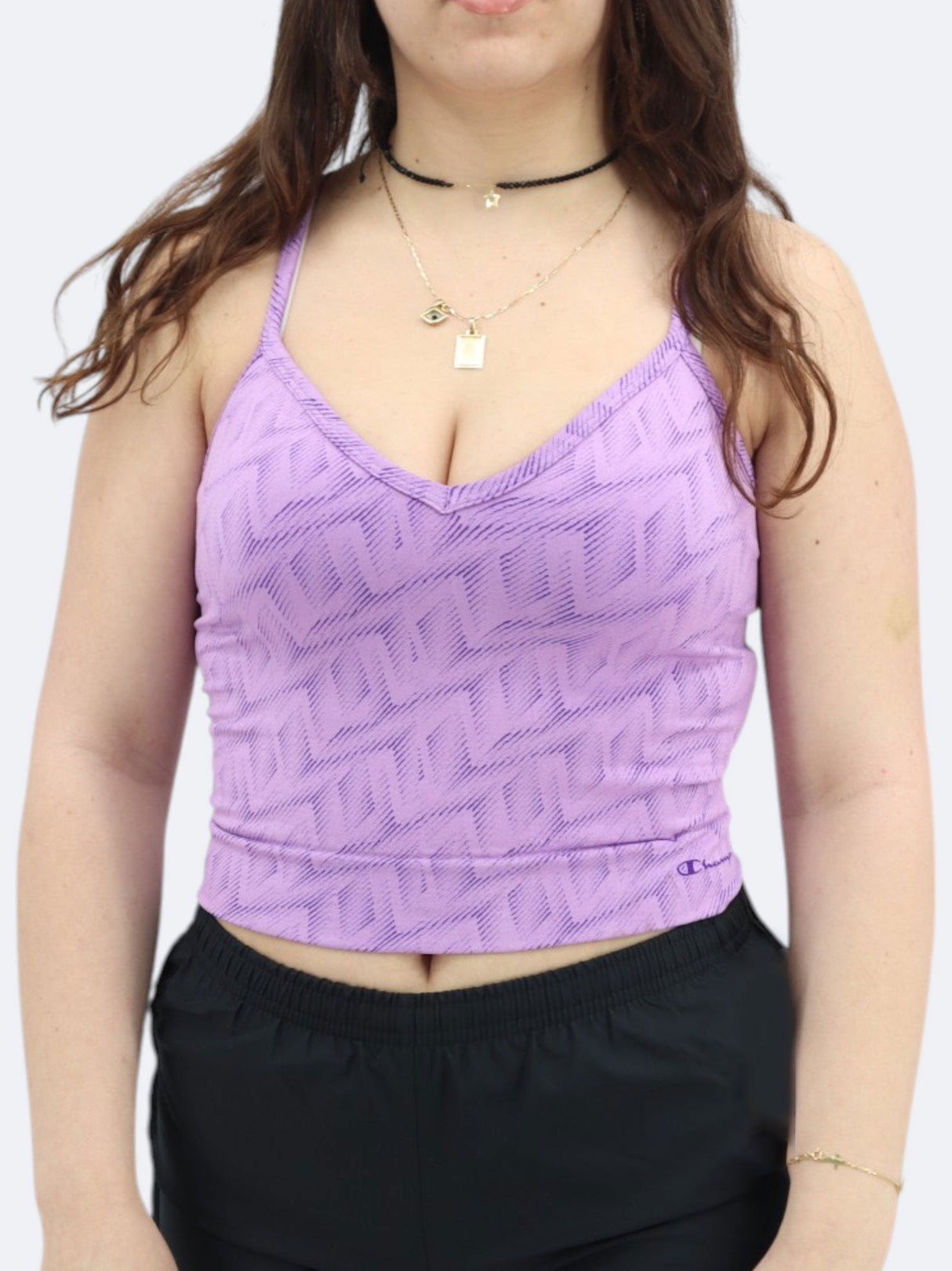 Women's Printed Cropped Sports Top,Lilac