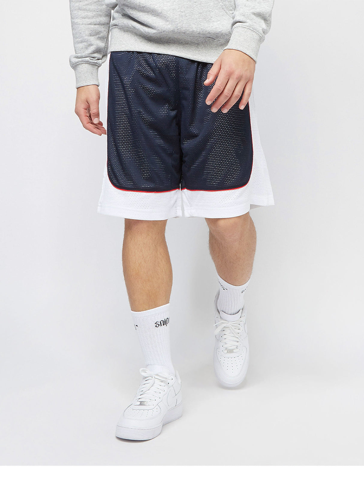 Men's Colorblocked Sports Shorts,Navy/White