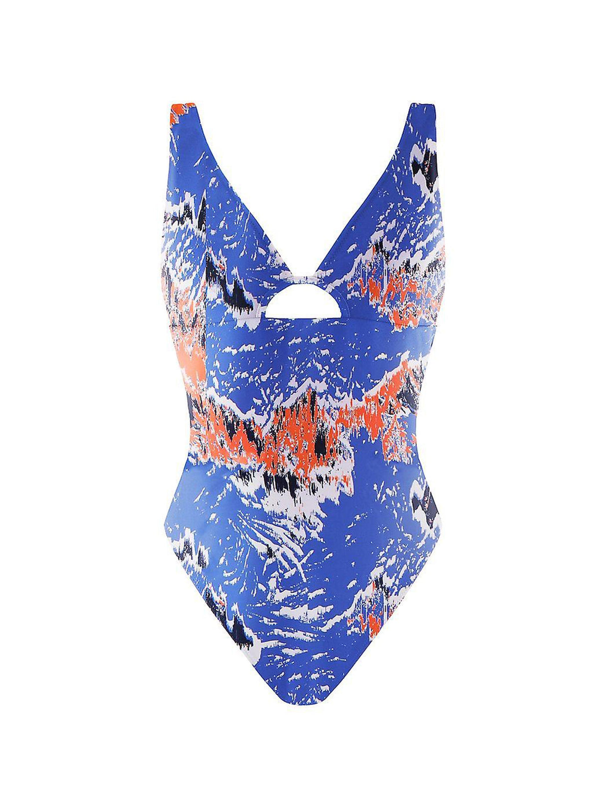 Image for Women's Open Back One Piece Printed Swimsuit,Orange/Blue