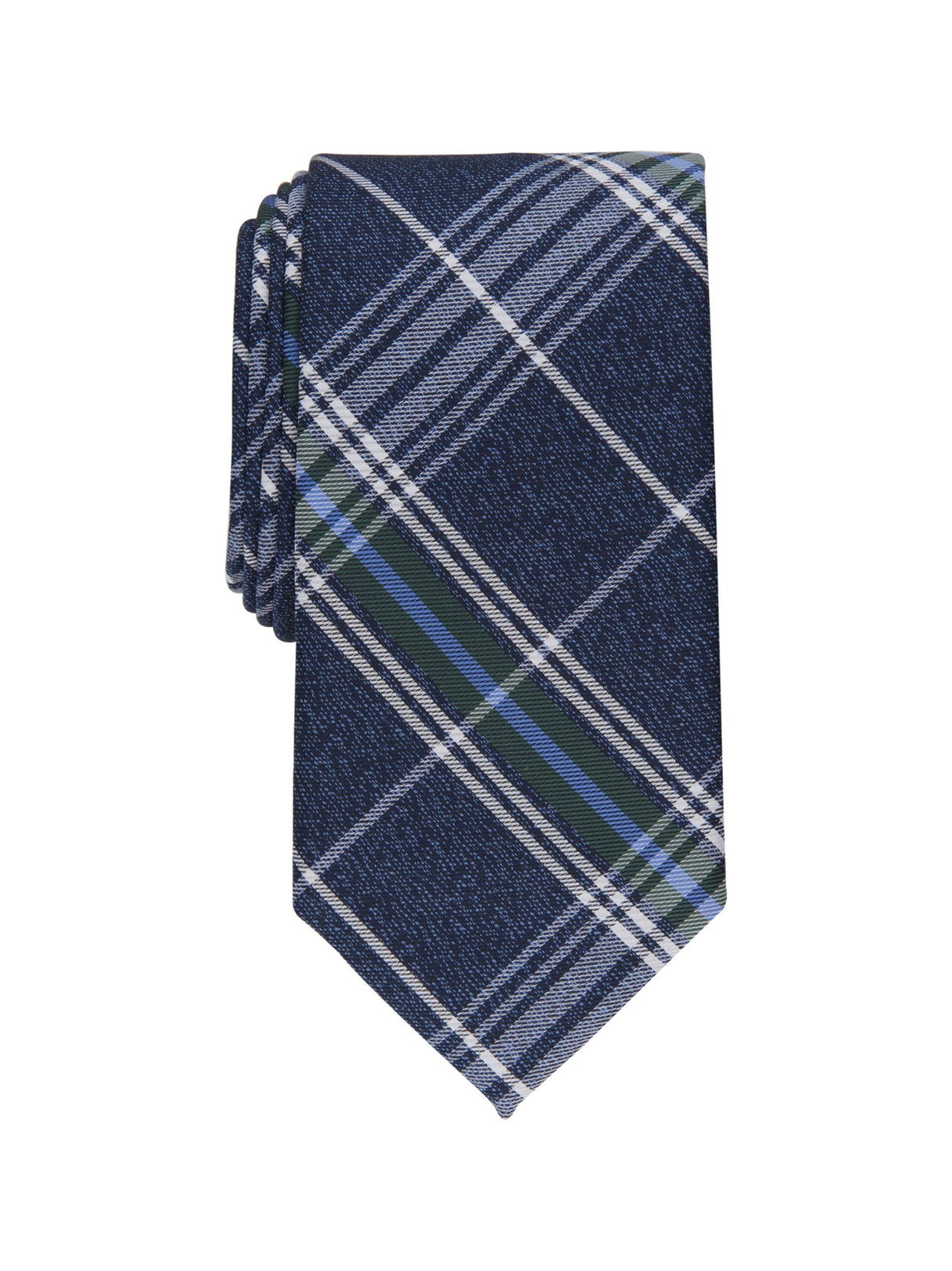 Men's Gaudier Plaid Tie,Navy/Green