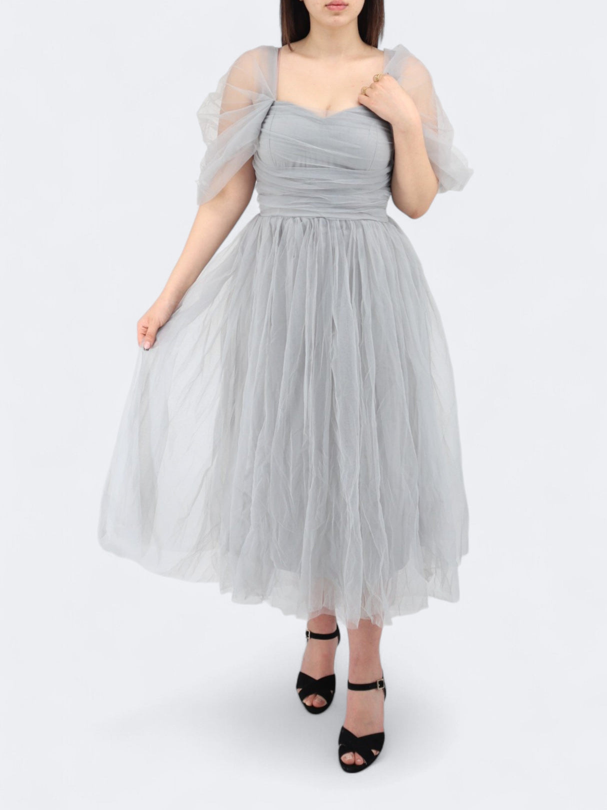 Image for Women's Maxi Ruffle Dress,Grey