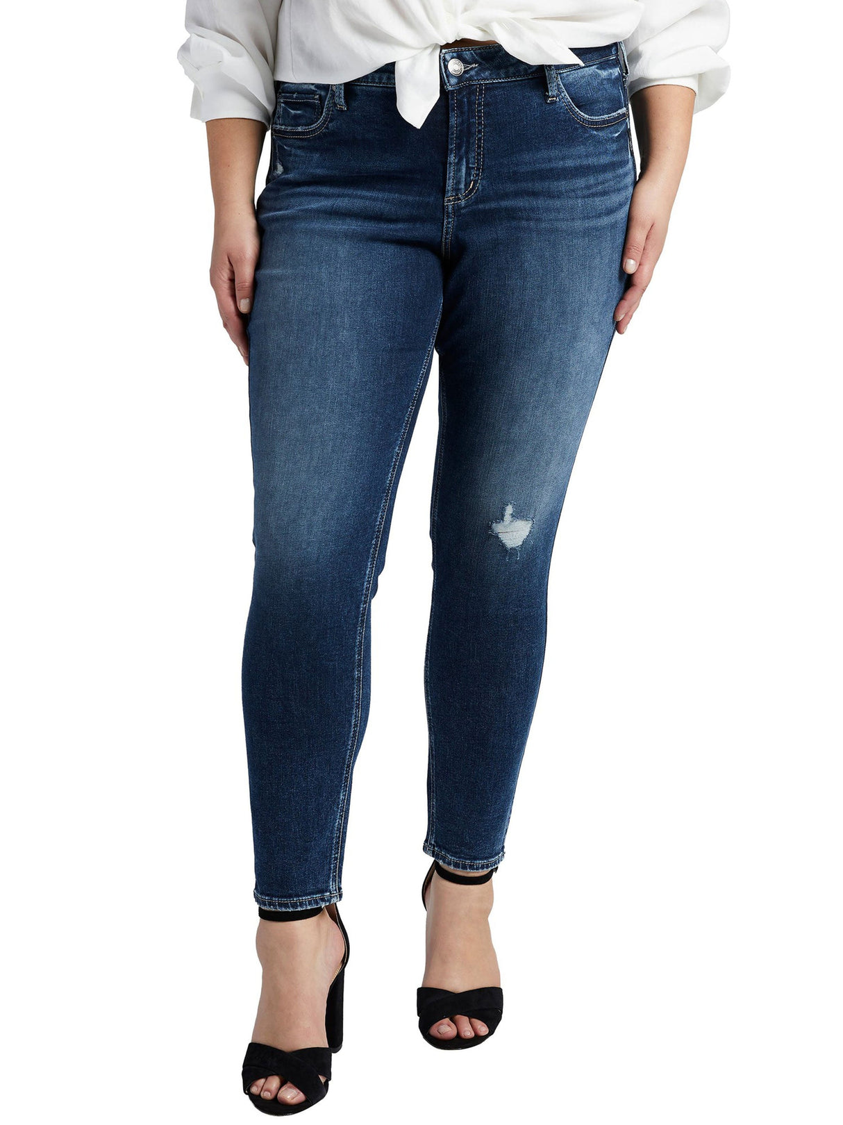 Image for Women's Ripped Washed Jeans,Blue
