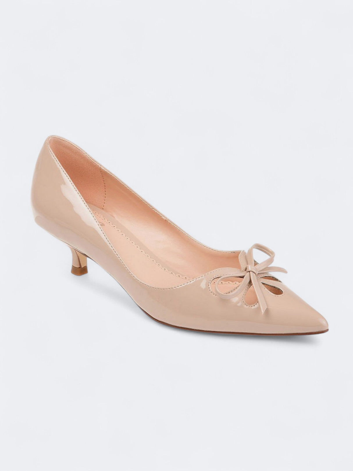 Image for Women's Glossy Lutana Kitten Heeled Shoes,Nude