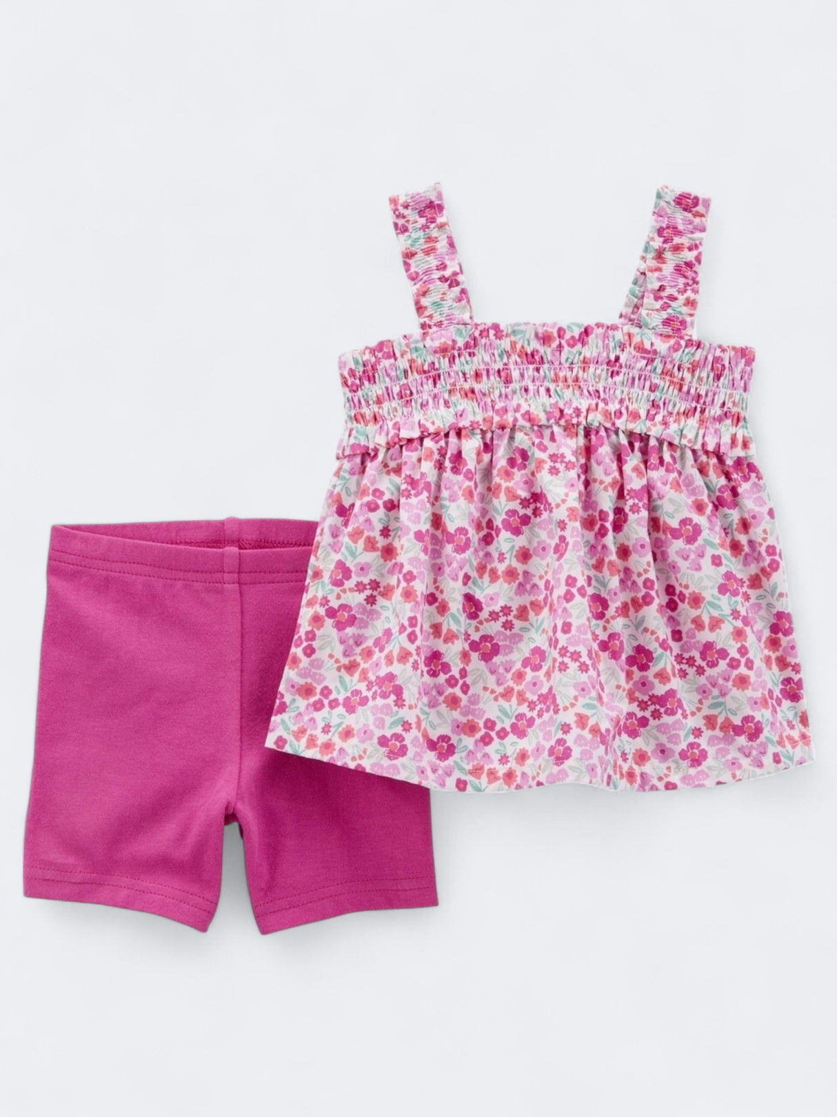 Kid's Girl's Floral Printed T-Shirt With Plain Short,Pink