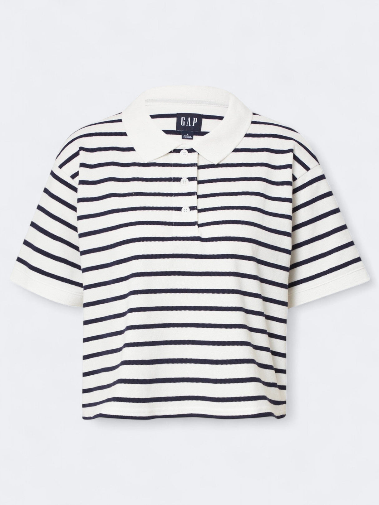 Image for Women's Striped Polo T-Shirt,White/Navy