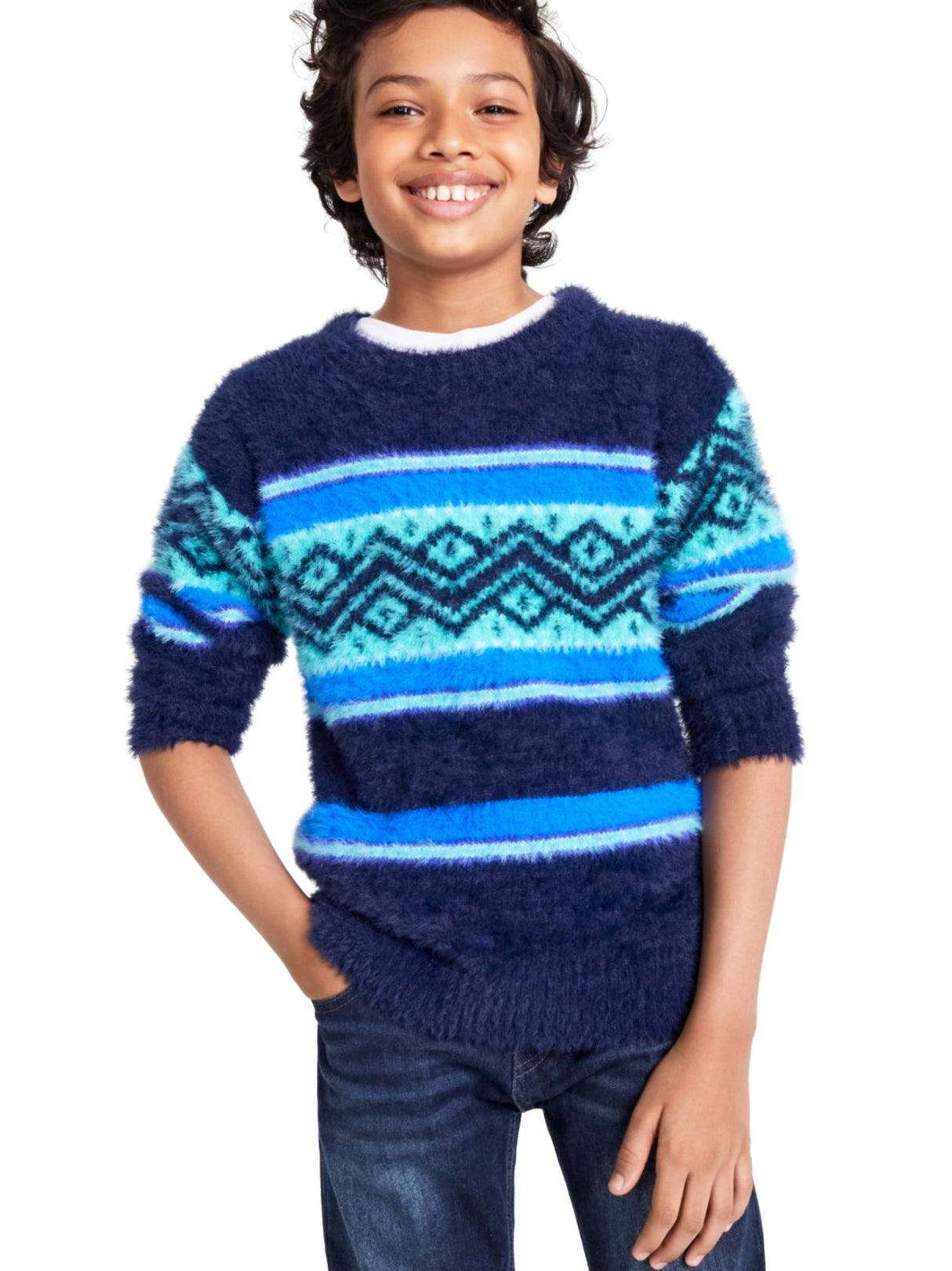 Kids Boy's Mohair Plaid Sweaters,Multi