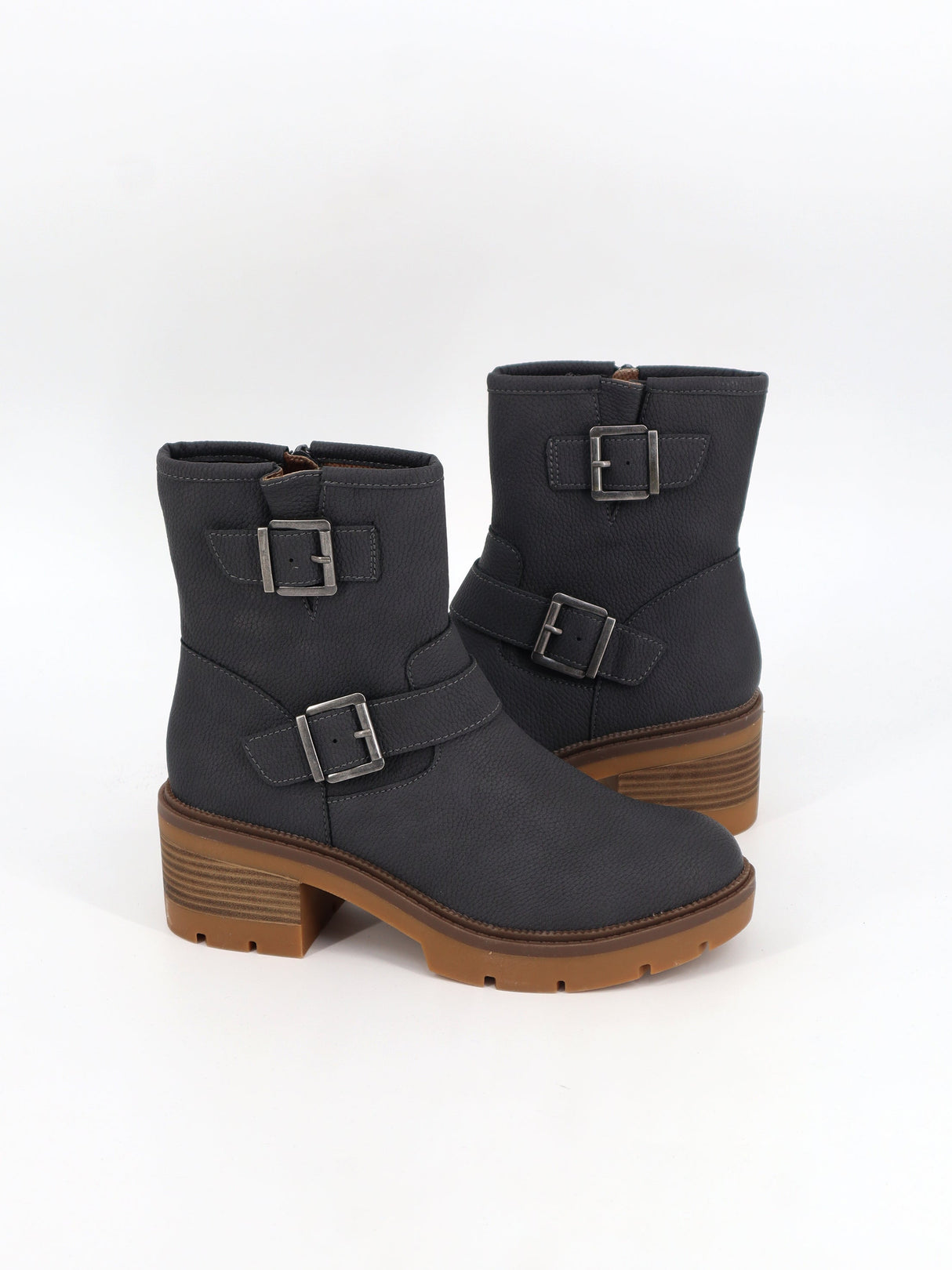 Women's Leather Ankle Boots,Grey