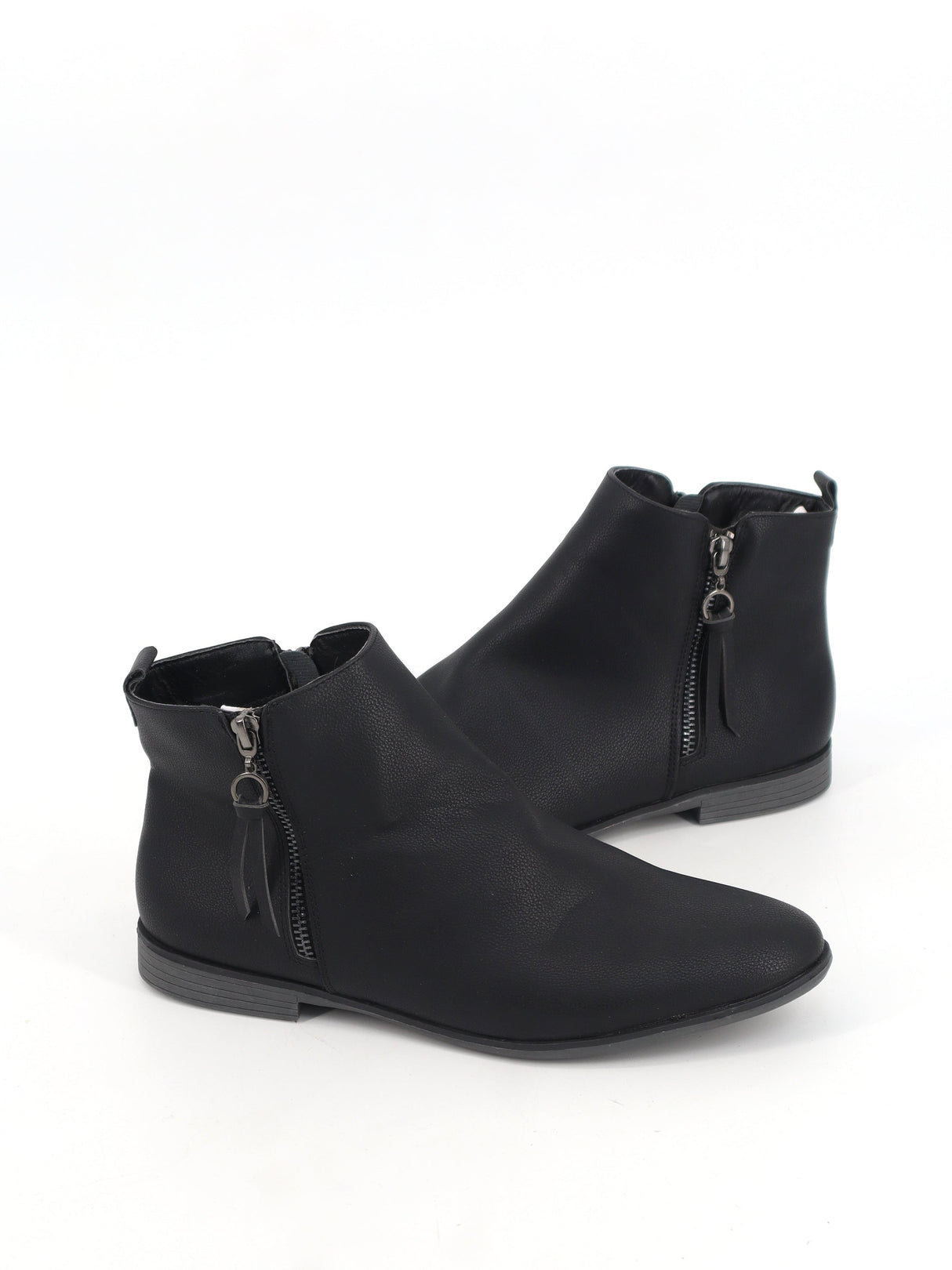 Image for Women's Plain Leather Ankle Boots,Black