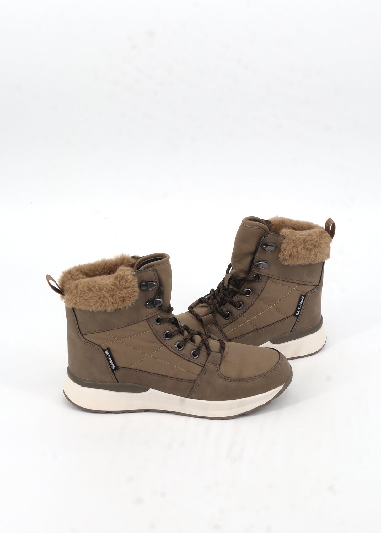 Women's Faux Fur Ankle Boots,Beige