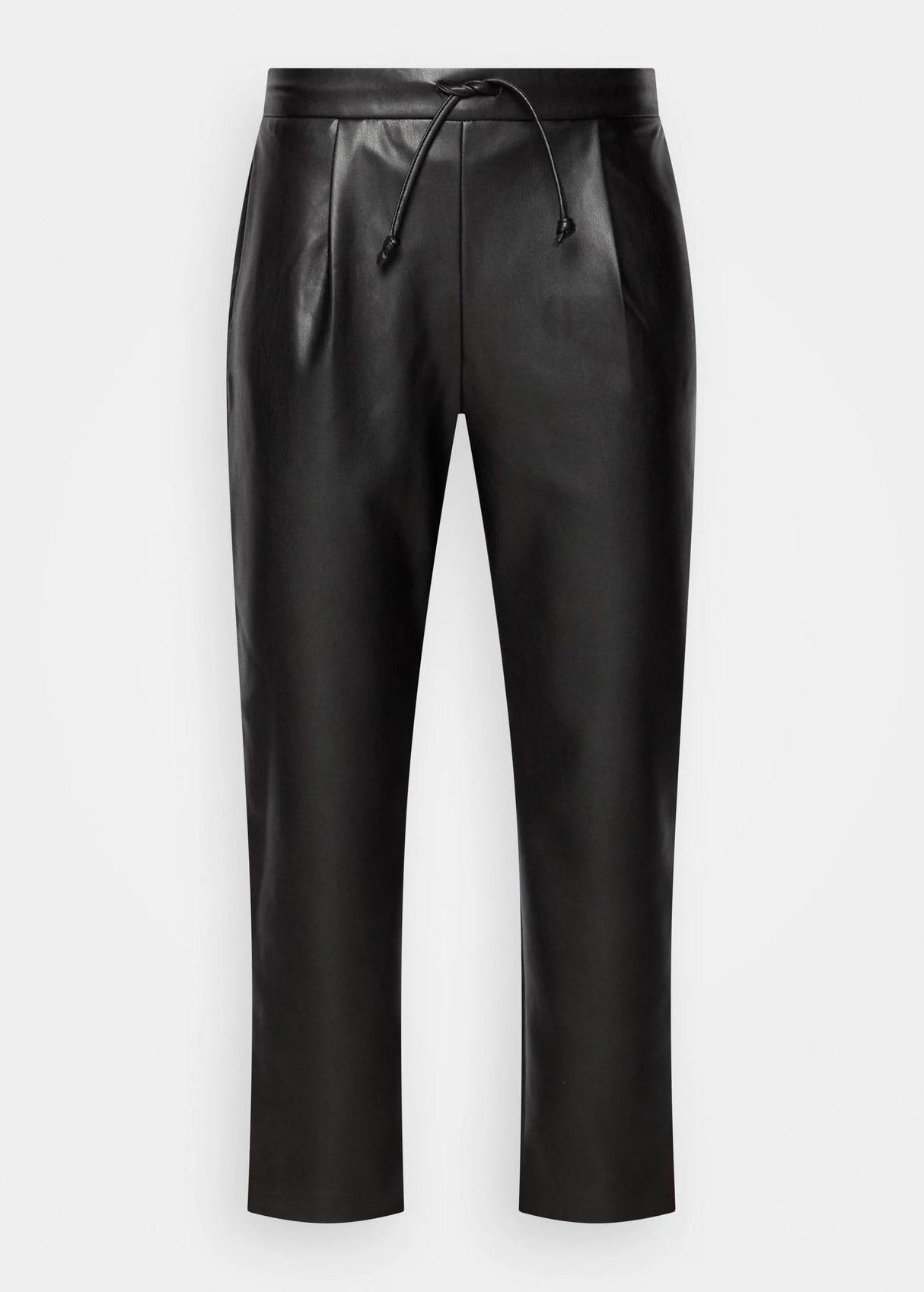 Women's Plain Leather Pants,Black
