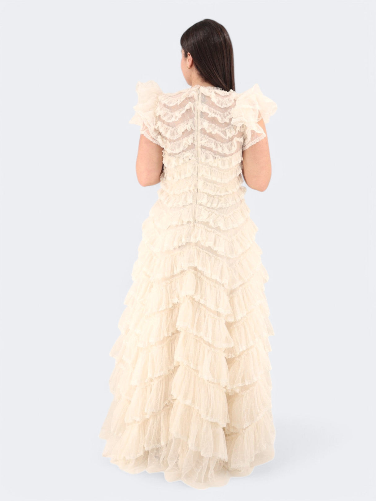 Women's Lace Gown,Cream
