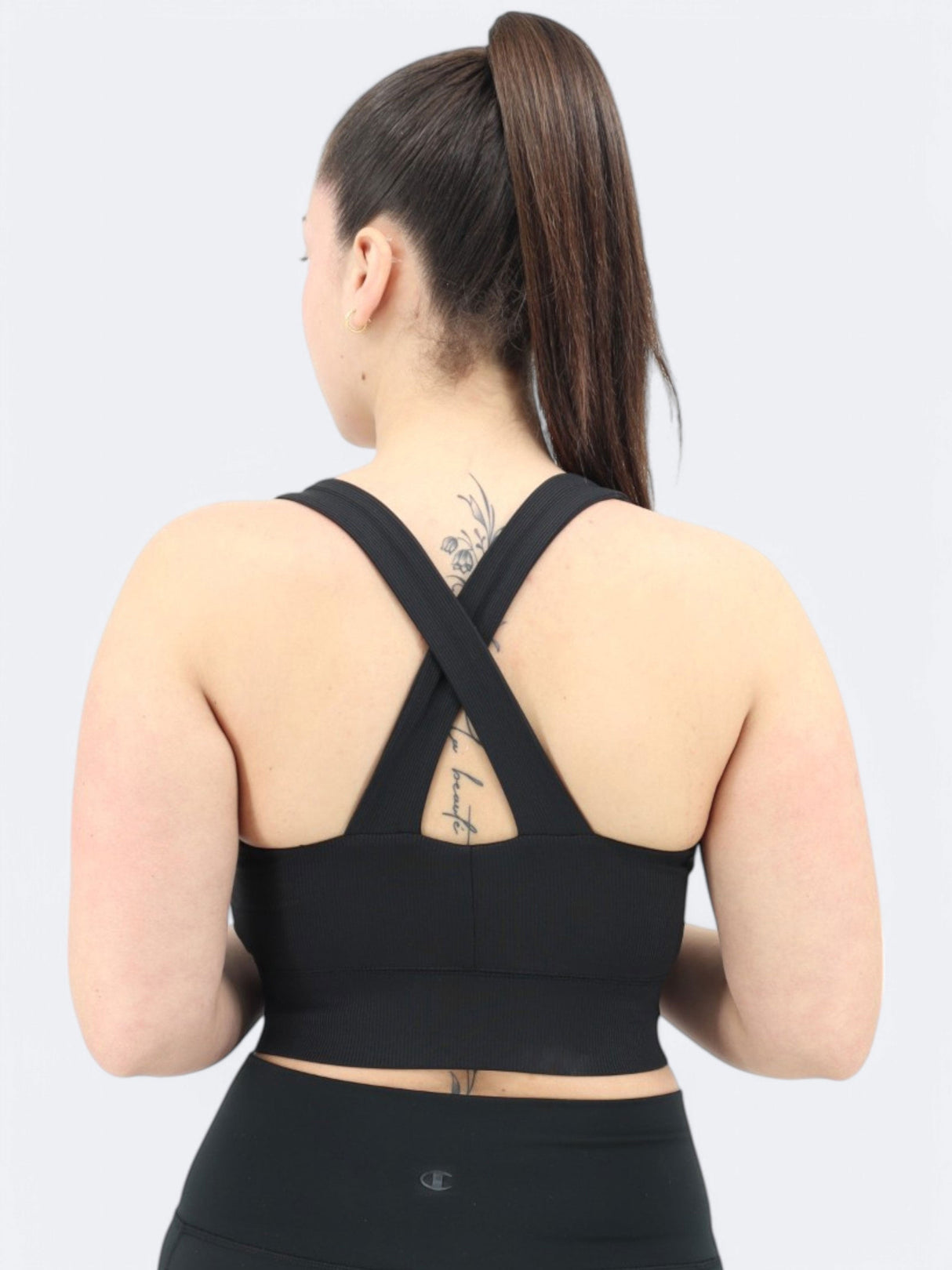 Women's Ribbed Sports Cropped Top,Black