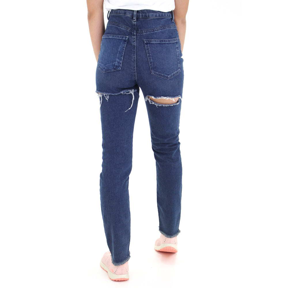 Image for Women's Ripped Back Jeans,Navy