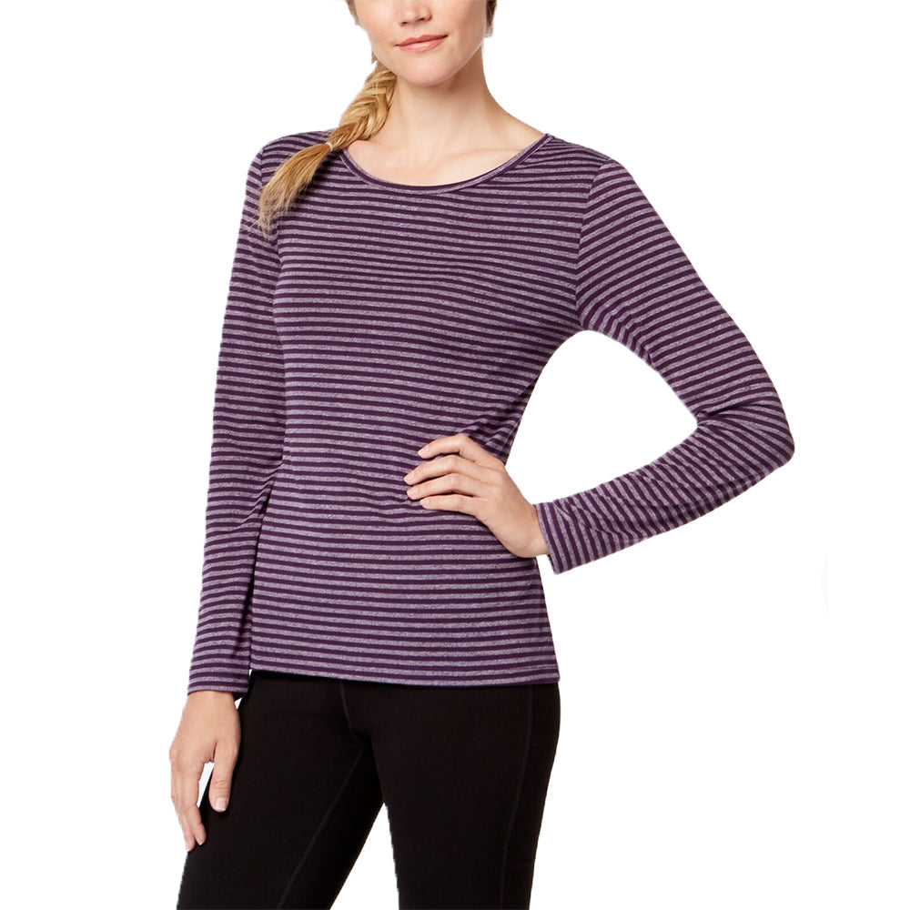 Image for Women's Striped Cutout-Back Long-Sleeve Top,Purple