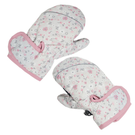Image for Kids Girl Floral Velcro Gloves,White
