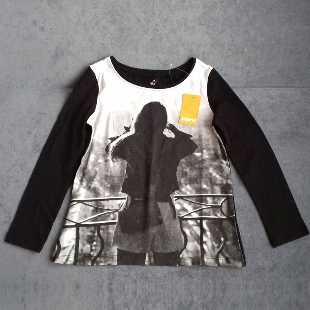 Image for Kids Girl's Graphic Top,White/Black