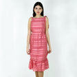 Image for Women's Striped Chiffon Dress,Pink