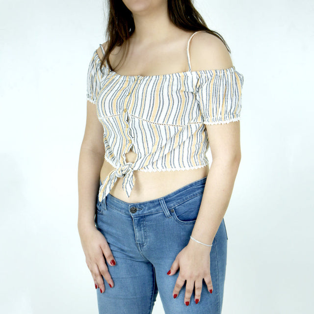 Image for Women's Striped Crop Top,Multi