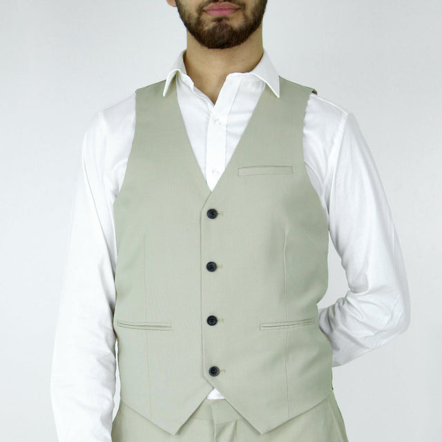 Image for Men's Plain Slim-Fit Suit Vest,Beige