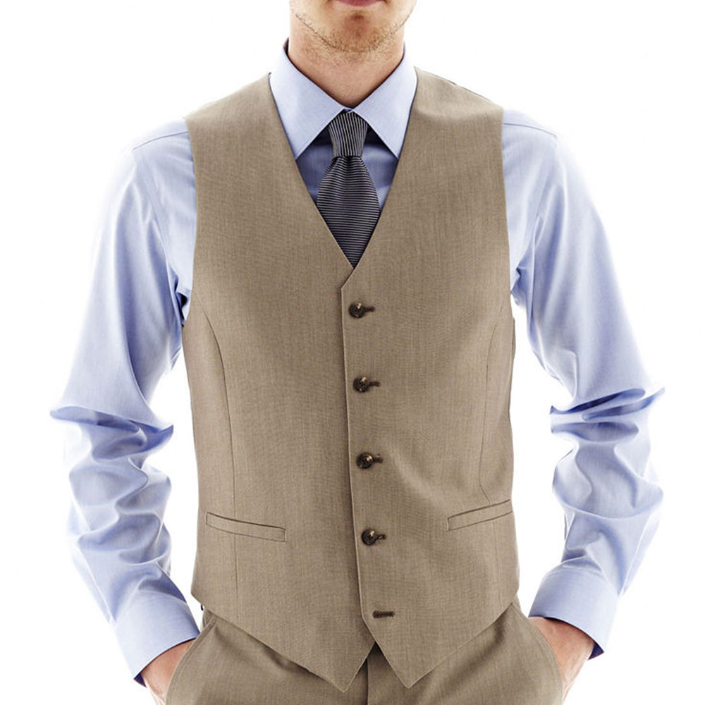Image for Men's Slim-Fit Suit Vest,Khaki