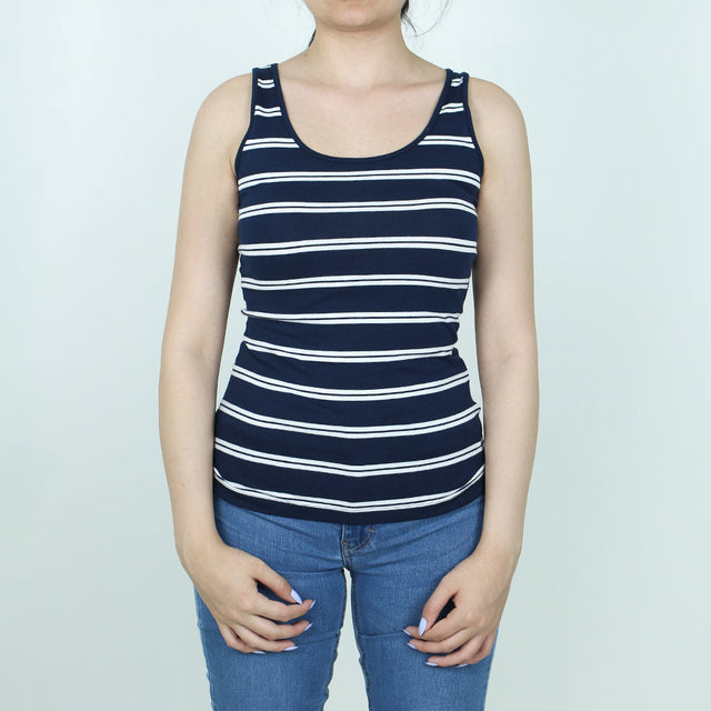 Image for Women's Scoop-Neck Striped Top,Navy/White
