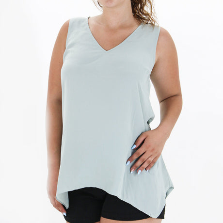 Image for Women's V Neck Handkerchief Top,Light Green