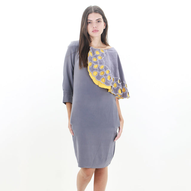 Image for Women's Ruffled Perforated Dress,Grey