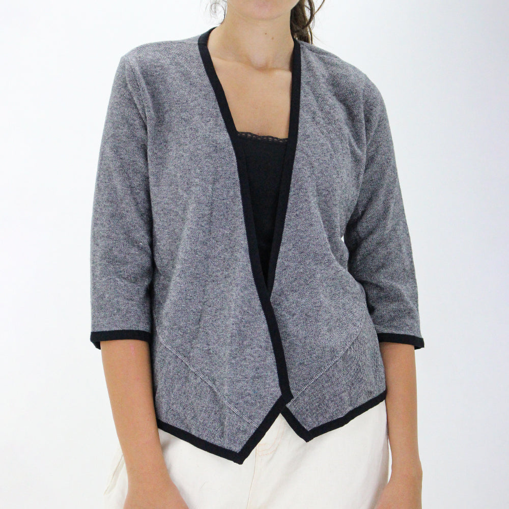 Image for Women's Plaid Sweat Cardigan,Grey