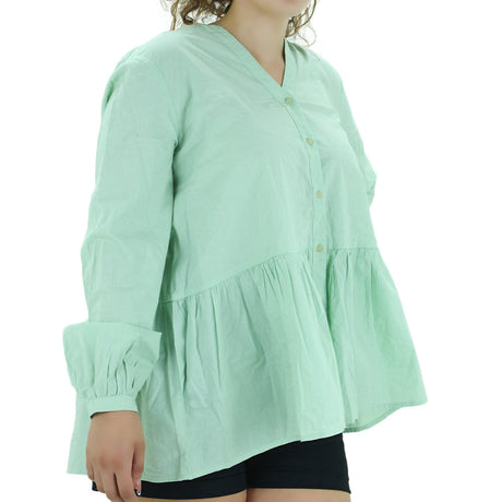 Image for Women's Peplum Plain Casual Shirt,Light Green