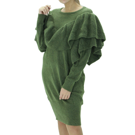 Image for Women's Knitted Casual Mini Dress,Olive