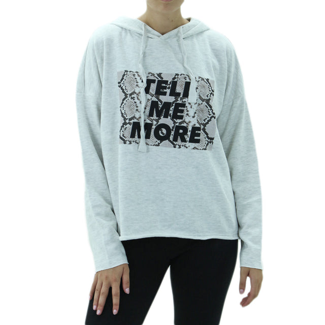 Image for Women's Graphic Print Hoodie,Light Grey