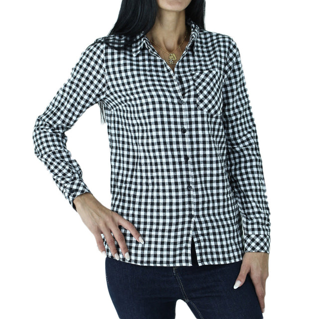 Image for Women's Plaid Casual Shirt,Black/White