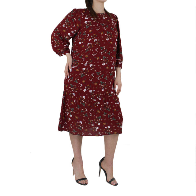 Image for Women's Floral Dress,Burgundy