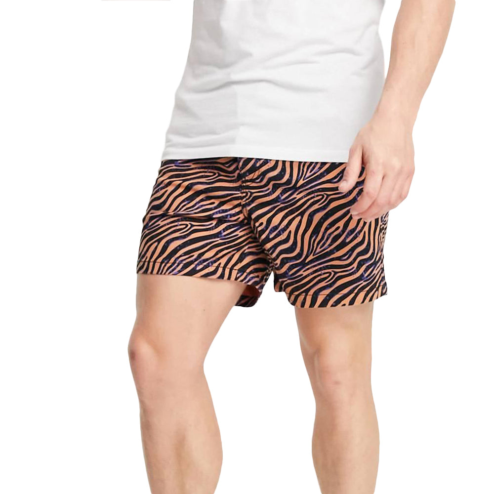 Image for Men's Drawstring Animal Print Short,Orange/Black